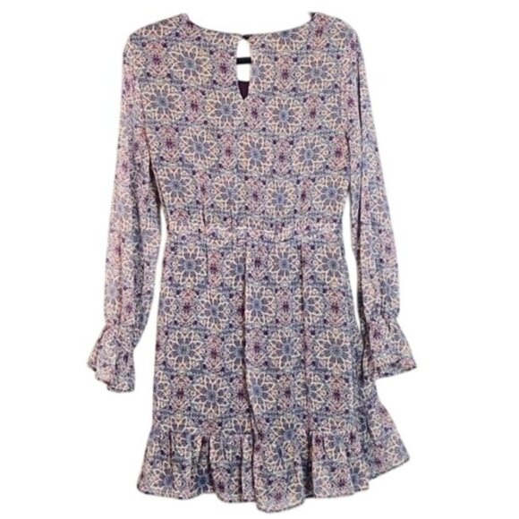 Blue Rain Women's Boho Dress With Drawstring Waist & Ruffled Hem Size L - Picture 2 of 7